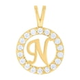thumbnail image 1 of Auriga 10k Two-Tone Gold Cubic Zirconia Initial Letter N Round Charm Pendant, 1 of 3