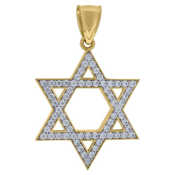 Auriga 10k Two-Tone Gold Cubic Zirconia Star Of David Religious Charm Pendant