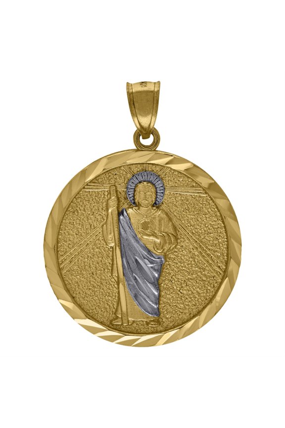 10k Two-Tone Gold Diamond-Cut Last Supper Religious Charm Pendant for Women
