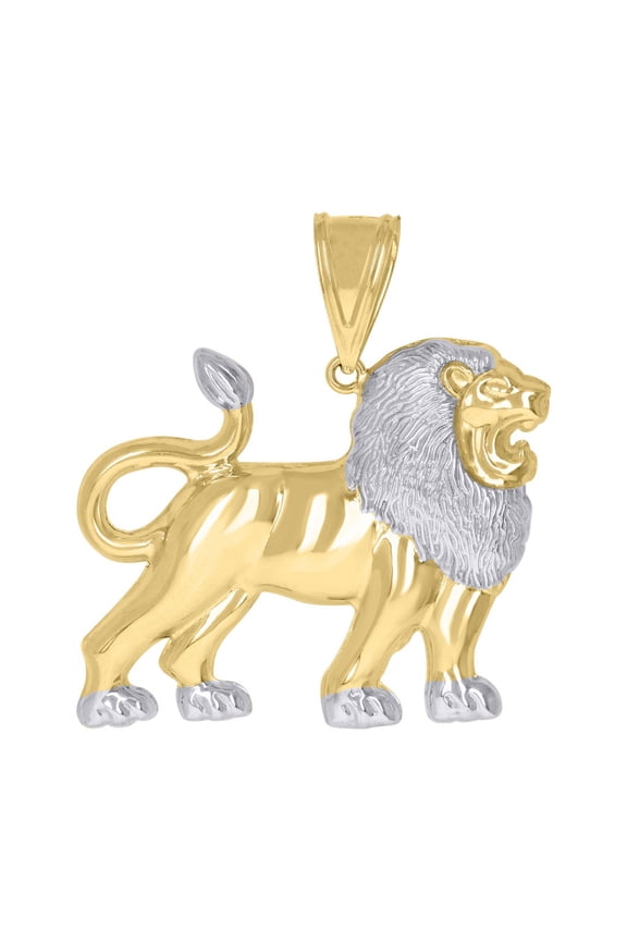 10k Two-Tone Gold Zodiac Sign Leo Lion Animal Charm Pendant for Men
