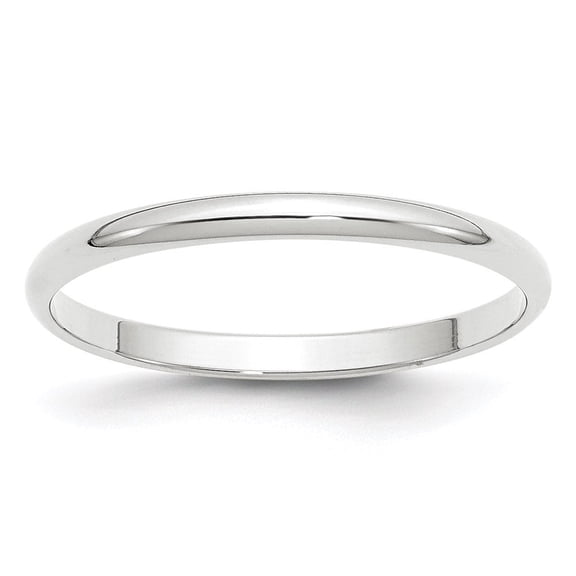 Auriga Fine Jewelry 10K White Gold 2mm Lightweight Half Round Wedding Band for Women Size 4.5