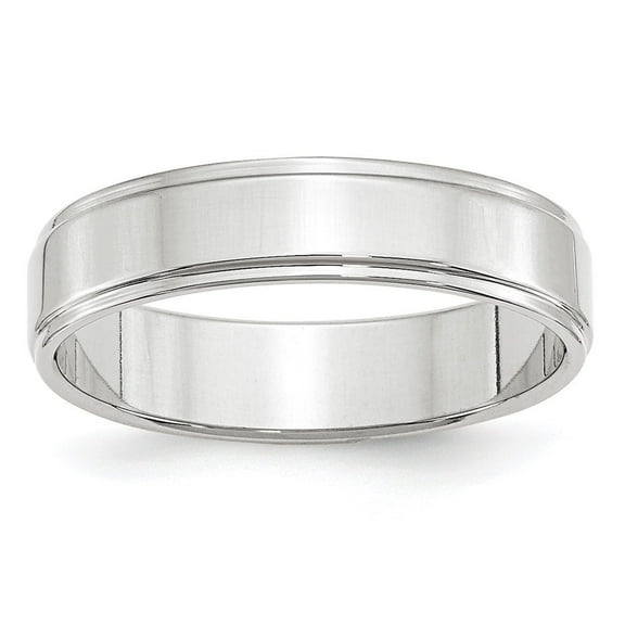 Auriga 10k White Gold 5mm Flat with Step Edge Wedding Band for Women Size- 7