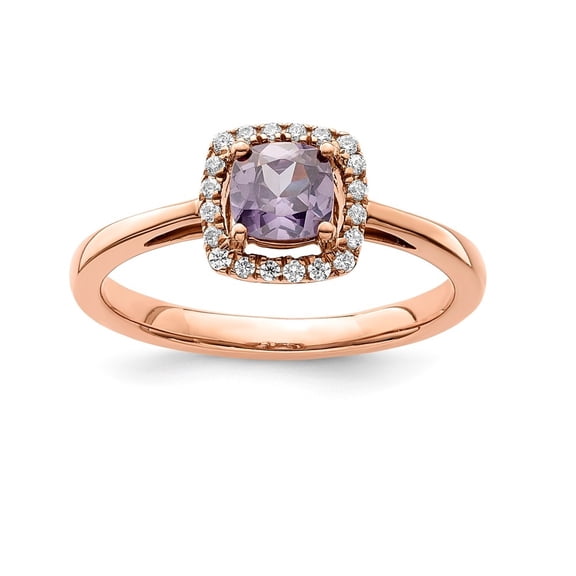 Auriga 10k White Gold ANT-Created Amethyst and Diamond Ring for Women Size- 7