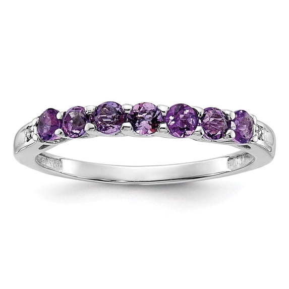 Auriga Fine Jewelry 10K White Gold Amethyst & Diamond Ring for Women Size- 7