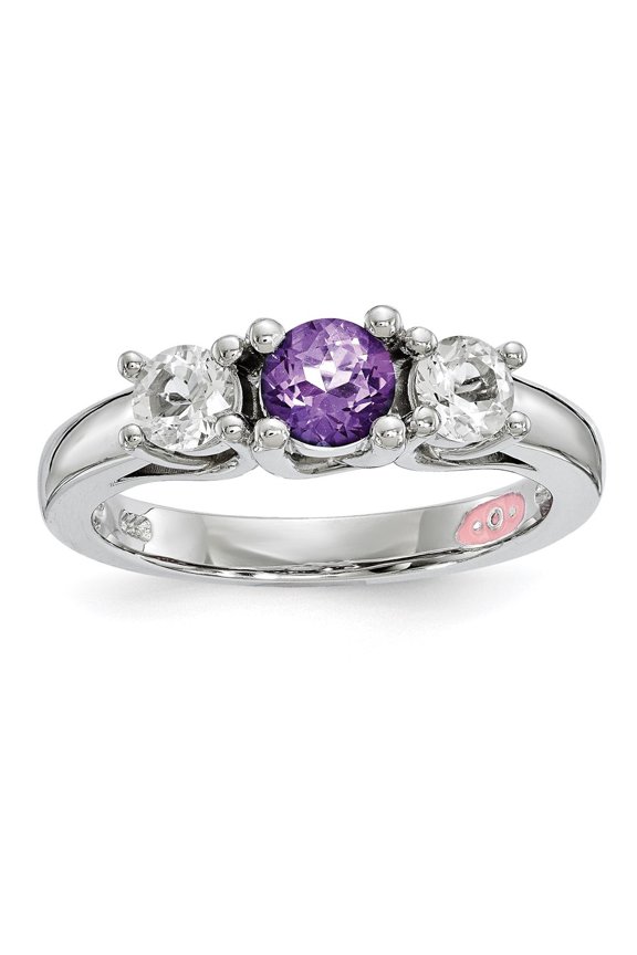 10k White Gold Clear/Purple, Topaz Pamela Ring for Women Size- 7