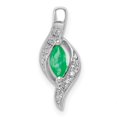 thumbnail image 1 of Auriga 10k White Gold Diamond and Marquise Emerald Pendant for Women (L-17.8mm, W-7.25mm), 1 of 4