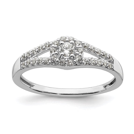Auriga 10k White Gold Lab Grown Diamond Complete Halo Engagement Ring for Women Size- 7