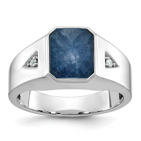 Auriga Fine Jewelry 10K White Gold Men's Sapphire Doublet Stone and Diamond Complete Ring Size 10