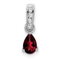 thumbnail image 1 of Auriga Fine Jewelry 10K White Gold Pear Garnet and Diamond Pendant for Women (L-16.3mm, W-4.6mm), 1 of 4