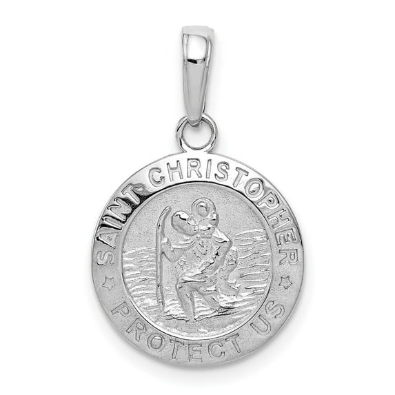 Auriga Fine Jewelry 10K White Gold Saint Christopher Medal Charm for Women L-21.45 mm