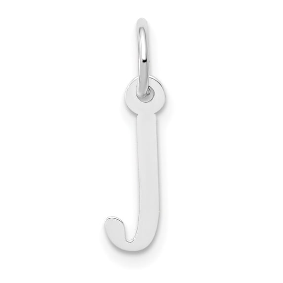 Auriga 10k White Gold Slanted Block J Charm for Women (L-15 mm, W-6 mm)