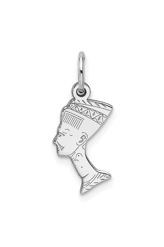 Fine Jewelry 10K White Gold Solid Bust of Nefertiti Charm for Women (L-20 mm, W-9 mm)