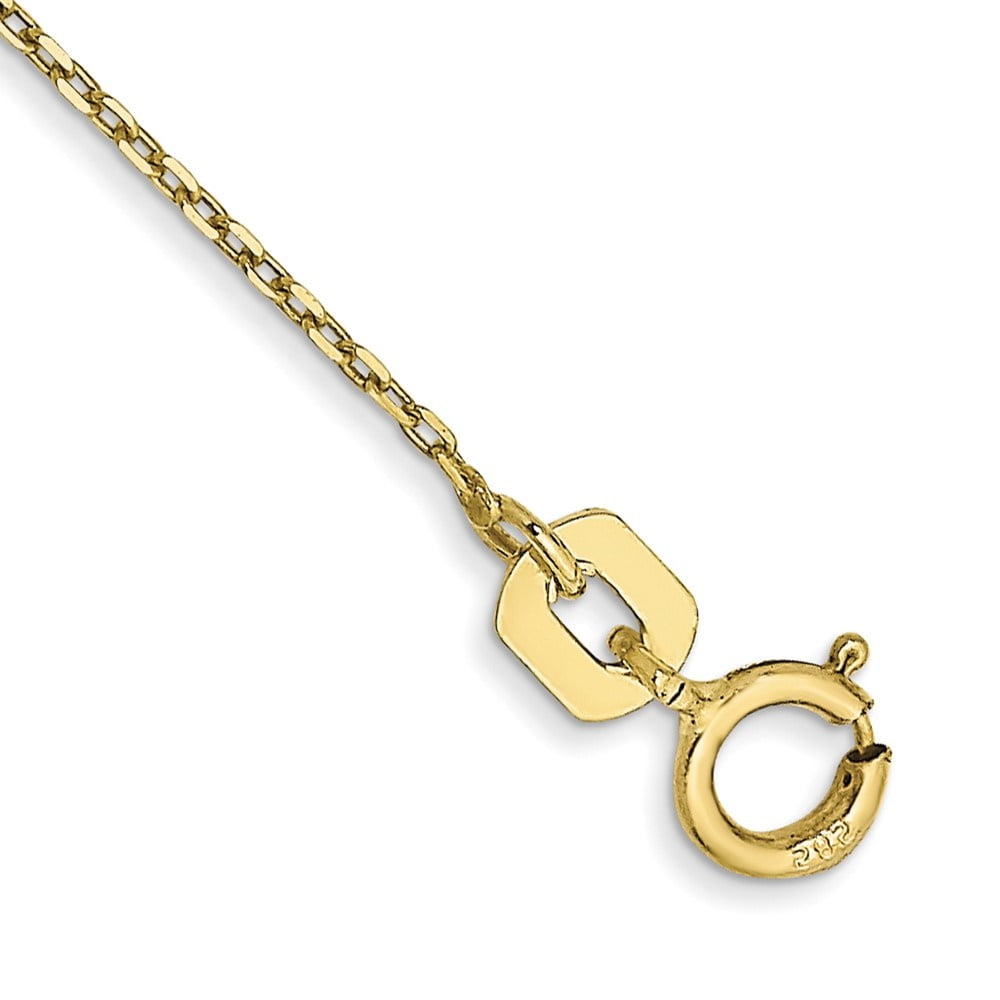 Auriga 10k Yellow Gold 0.8mm D/C Cable with Spring Ring Clasp Chain Anklet 10inch for Women