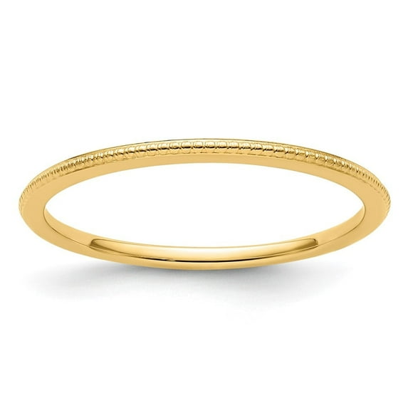 Auriga Fine Jewelry 10K Yellow Gold 1.2mm Beaded Stackable Band for Women Size 8