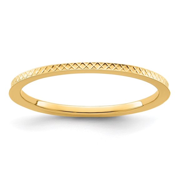 Auriga Fine Jewelry 10K Yellow Gold 1.2mm Criss-Cross Pattern Stackable Band for Women Size- 5.5