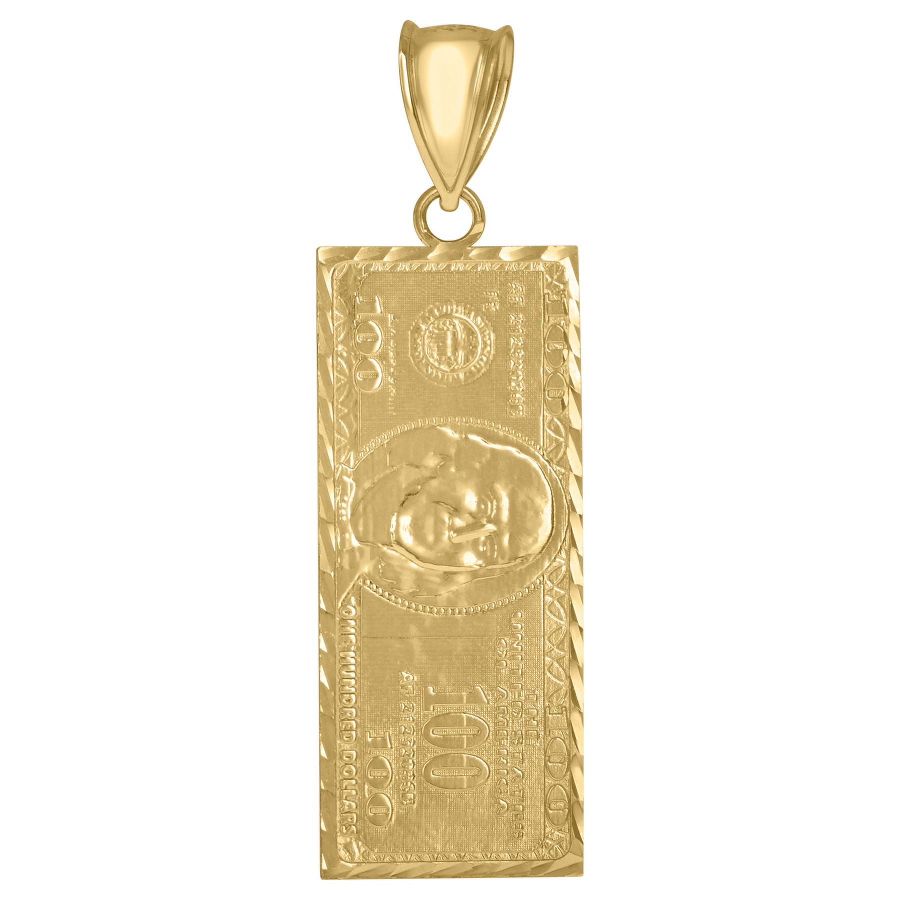 Floreo 10k Yellow Gold Hundred Dollar Bill Pendant, 4 Sizes