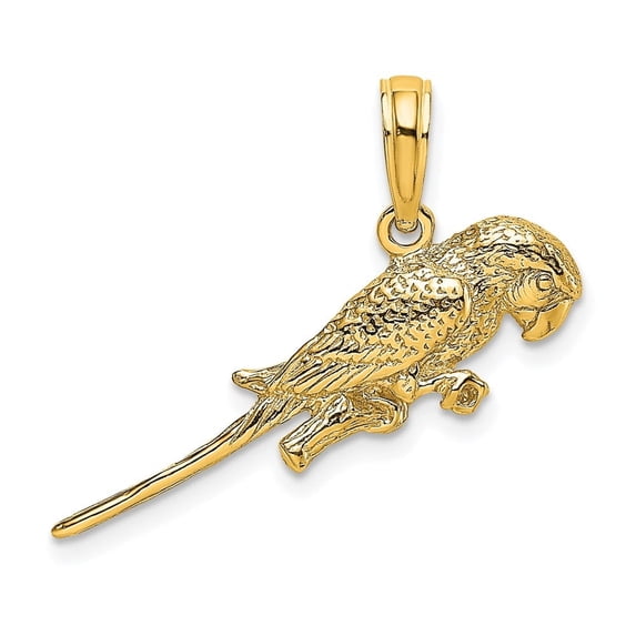 Auriga Fine Jewelry 10K Yellow Gold 3-D Parrot Charm for Women (L-12.85 mm, W-24.7 mm)