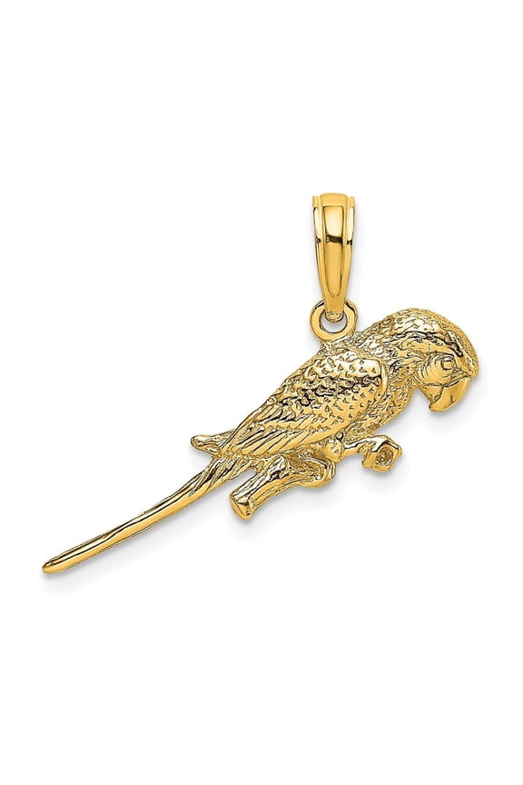 Fine Jewelry 10K Yellow Gold 3-D Parrot Charm for Women (L-12.85 mm, W-24.7 mm)