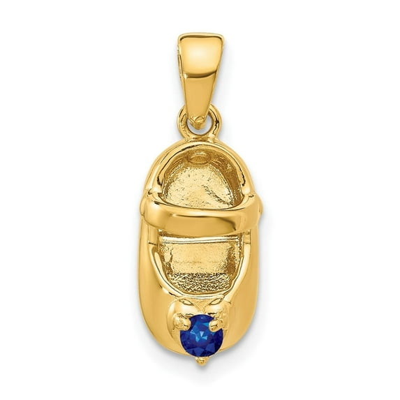 Auriga 10k Yellow Gold 3-D September/Synthetic Stone Shoe Charm for Women (L-19 mm, W-7 mm)