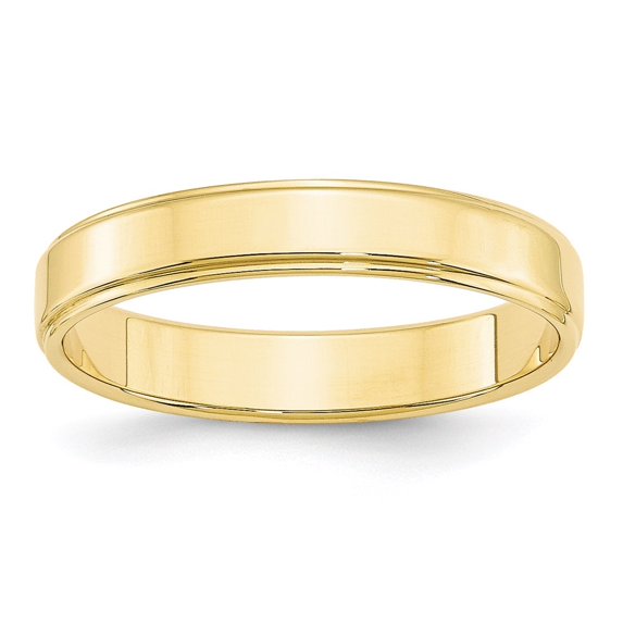 Auriga 10k Yellow Gold 4mm Flat with Step Edge Wedding Band for Women Size- 8