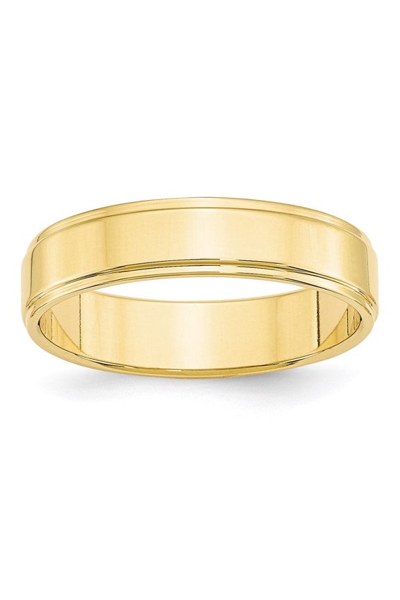 Fine Jewelry 10K Yellow Gold 5mm Flat with Step Edge Wedding Band for Women Size 4