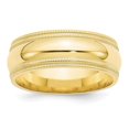 thumbnail image 1 of Auriga Fine Jewelry 10K Yellow Gold 8mm Double Milgrain Comfort Fit Wedding Band for Women Size- 13, 1 of 5