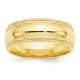 thumbnail image 1 of Auriga 10k Yellow Gold 8mm Double Milgrain Comfort Fit Wedding Band for Women Size- 6, 1 of 5