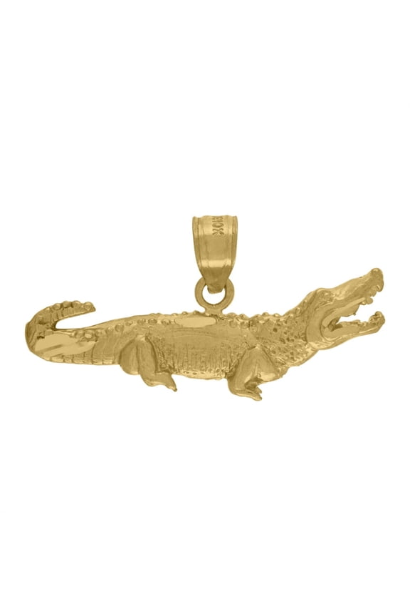 Fine Jewelry 10K Yellow Gold Alligator Crocodile Animal Charm Pendant for Women