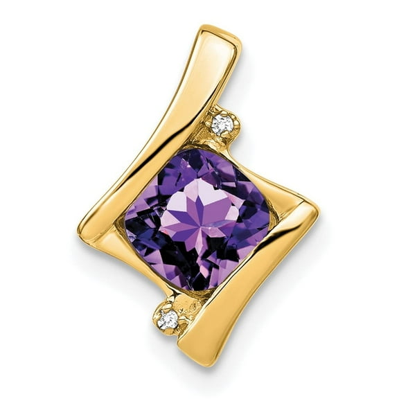 Auriga Fine Jewelry 10K Yellow Gold Amethyst and Diamond Pendant for Women (L-15.7mm, W-11.1mm)
