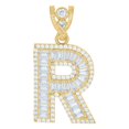 thumbnail image 1 of Auriga 10k Yellow Gold Baguette and Round Cubic-Zirconia Initial Letter R Charm Pendant for Women, 1 of 5