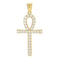 thumbnail image 1 of Auriga 10k Yellow Gold Cubic Zirconia Ankh Cross Religious Charm Pendant for Women, 1 of 5