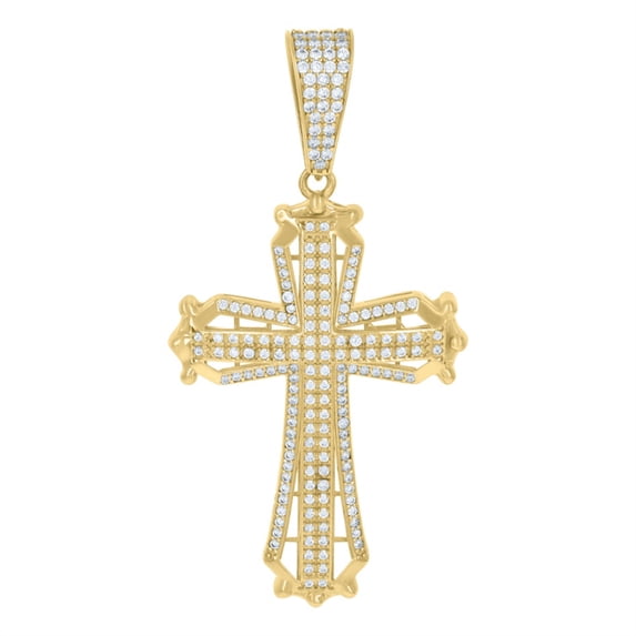 Auriga 10k Yellow Gold Cubic-Zirconia Cross Religious Charm Pendant for Men
