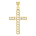 thumbnail image 1 of Auriga Fine Jewelry 10K Yellow Gold Cubic Zirconia Cross Religious Charm Pendant for Women, 1 of 5