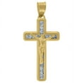 thumbnail image 1 of Auriga 10k Yellow Gold Cubic Zirconia Crucifix Cross Religious Charm Pendant for Women, 1 of 5