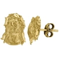 thumbnail image 1 of Auriga 10k Yellow Gold Dc Jesus 11.2mm X 14mm Religious Push Back Stud Earrings for Men, 1 of 4