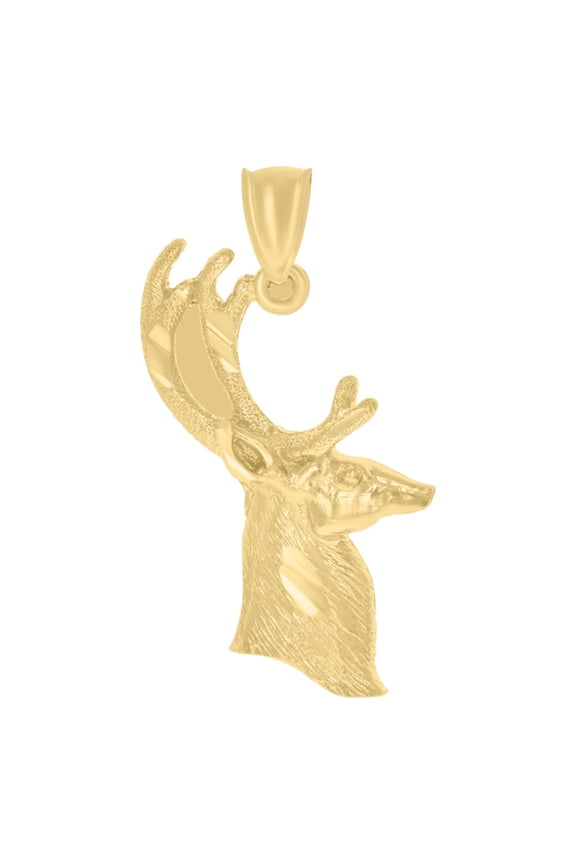 10k Yellow Gold Deer Face Animal Charm Pendant for Women