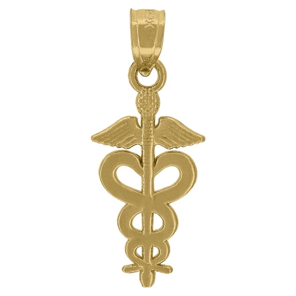 Auriga 10k Yellow Gold Diamond-Cut Registered Nurse Badge Charm Pendant for Women