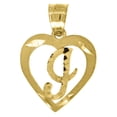 thumbnail image 1 of Auriga 10k Yellow Gold Diamond-cut Heart Initial I Charm Pendant Valentine's Day Gift for Women, 1 of 3