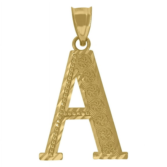 Auriga 10k Yellow Gold Diamond-cut Initial Letter A Charm Pendant for Women
