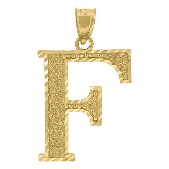 Auriga 10k Yellow Gold Diamond-cut Initial Letter F Charm Pendant for Women