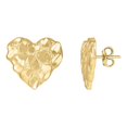 thumbnail image 1 of Auriga 10k Yellow Gold Diamond-cut Nugget Heart Stud Earrings for Women, 1 of 3