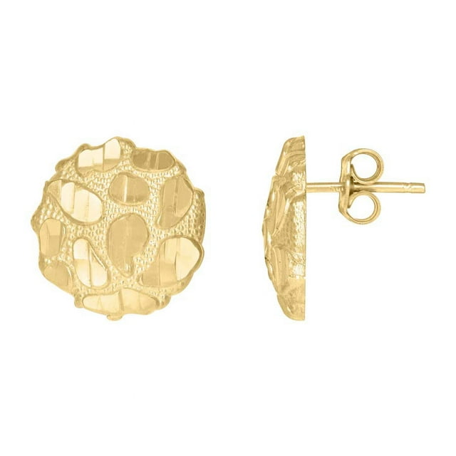 Auriga 10k Yellow Gold Diamond-cut Nugget Stud Earrings for Men ...