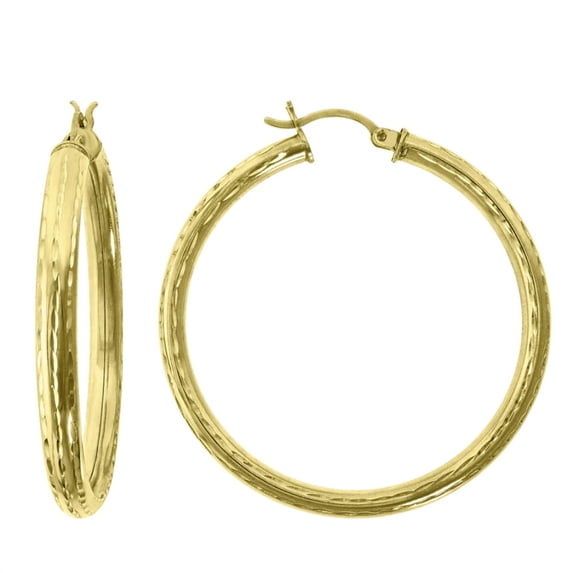Auriga 10k Yellow Gold Diamond-cut Round 4mm Hinged Huggie Hoop Earrings for Women