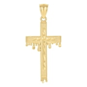 Auriga Fine Jewelry 10K Yellow Gold Dripping Cross Religious Charm Pendant for Men L - 21.3mm