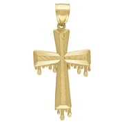 Auriga 10k Yellow Gold Dripping Cross Religious Charm Pendant for Men L - 53.9mm