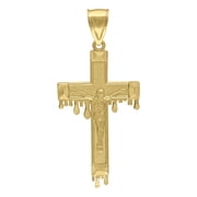 Auriga 10k Yellow Gold Dripping Crucifix Cross Religious Charm Pendant for Men L - 53.5mm