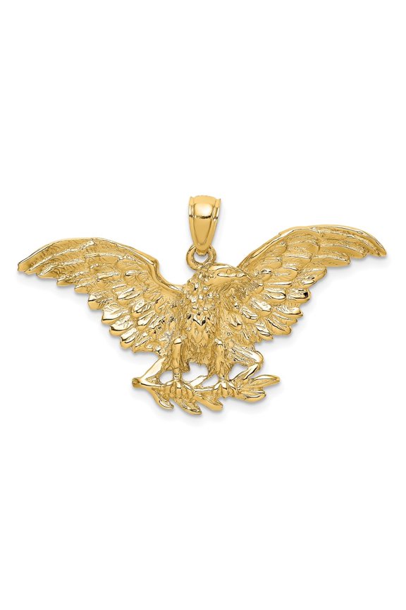 10k Yellow Gold Eagle w/ Wings Spread Charm for Women (L-28.6 mm, W-41.3 mm)