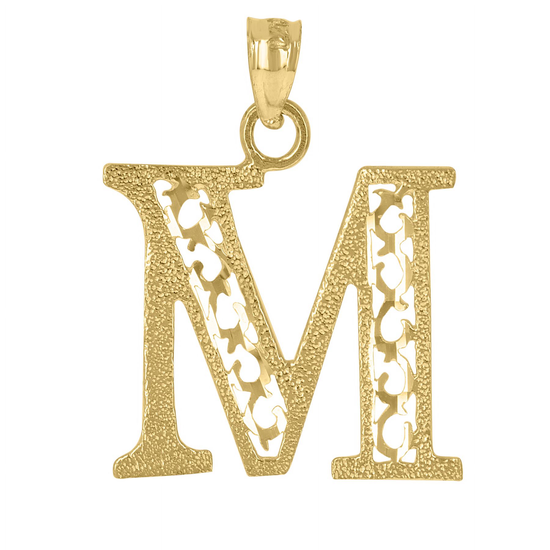 Auriga 10k Yellow Gold Initial Letter M Charm Pendant for Women