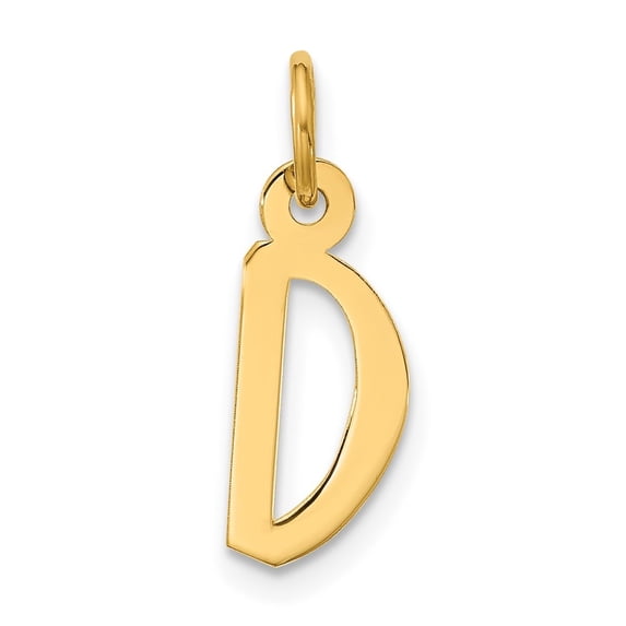 Auriga 10k Yellow Gold Large Slanted Block Initial D Charm for Women (L-21 mm, W-6.5 mm)