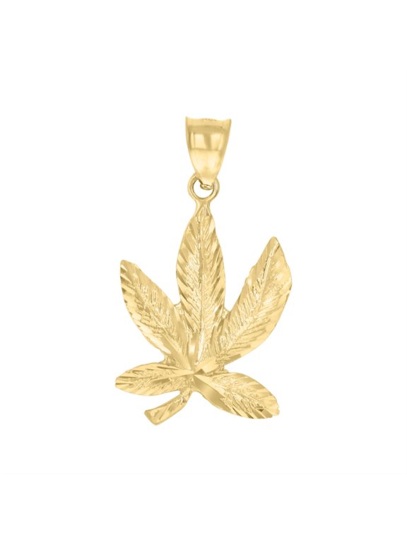 10k Yellow Gold Marijuana Leaf Charm Pendant for Men